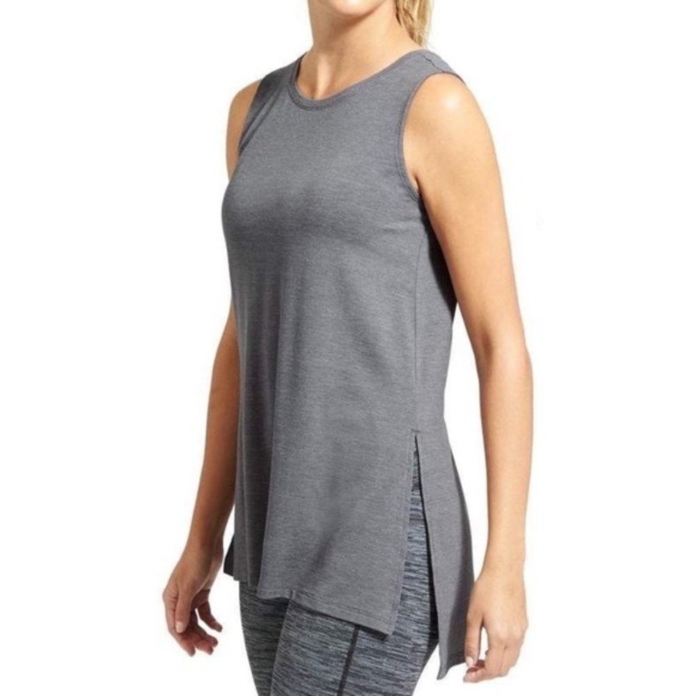 Athleta Side Split Crew Neck Tank Tencel Gray S